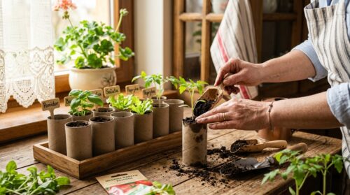 lutowy siew: skuteczna technika zastępowania doniczek rolkami po papierze toaletowym, która ułatwia uprawę roślin i dba o środowisko.
